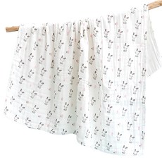 愛北鼻 新生兒雙層包巾 純棉 蘑菇兔 (110x120cm) 紗布 透氣 吸汗 多用途