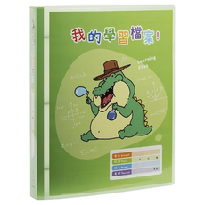 Lan CHYn 連勤牌文具 PP 四孔圓型夾封面加學習檔案 LC-8004C G 1吋, 1本, 龍龍綠色
