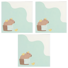 德德小品集 卡皮巴拉樂園 便籤紙, 泡澡豚 藍色, 3個, 100張