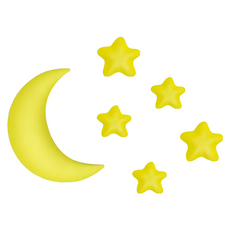 vanibaby 3D防撞壁飾星星月亮Set 無毒無味 防刮耐磨 附專屬貼紙 高密度記憶棉, 黃色, 1組