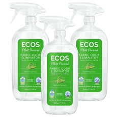ECOS 天然織物除臭噴霧 淡雅檸檬草 591ml, 3瓶