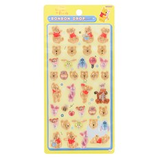 sun-star 晶透造型貼紙, 小熊維尼 黃色, 1張