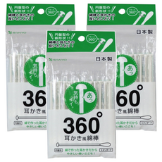 SANYO 山洋 360度耳扒紙軸棉花棒 日本製, 20支, 3包