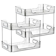 FAmILyLIFE 生活 多功能可疊加雙層收納置物收納架, 透灰色, 2個