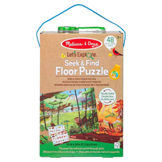 Melissa&Doug 瑪莉莎 地板拼圖遊戲組 Let's Explore找找看雙面系列, 1盒, 48片