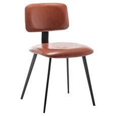 E-home Ian伊恩PU皮革金屬黑腳工業風休閒餐椅 舒適耐用, 棕色, 1個