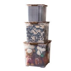 AOTTO 創意傢俱 加厚日式方形帶輪整理收納箱 三入組, 透明色, 1組