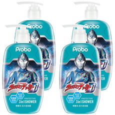 Probo 博寶兒 ULTRAMAN 活力泡泡露 胺基酸潔淨 3in1沐浴露, 500ml, 4瓶