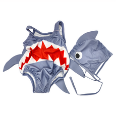 愛北鼻之家 寶寶連體泳裝 含泳帽