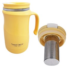台灣 Sweet Home 樂活馬克杯 附濾網 500ml, 黃色 + 銀色, 1個