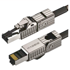 HAGiBiS 海備思 鋁合金變型金剛八類萬兆網線 CAT8 40Gbps 2000Mhz, 銀色 + 黑色, 1m, 1條