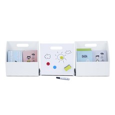 Teamson Kids 簡約兒童移動式磁貼繪板展示書架3件組, 35 x 15 x 35cm, 白色, 1格