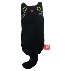 AmyCarol 肥貓貓草玩具 貓咪造型 天然貓草填充 安全耐用, 黑色, 1個