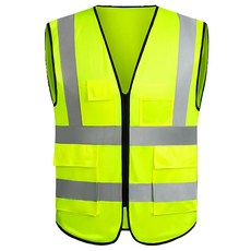 多口袋反光背心 螢光綠 高能見度安全防護, 1件, 140g