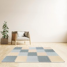 MOMOTARO 桃太郎地墊 極厚超Q樹葉紋巧拼地墊防撞瑜珈墊 附邊條, 32 x 32 x 2.5cm, 白灰色+奶茶米+煙雨灰, 36片