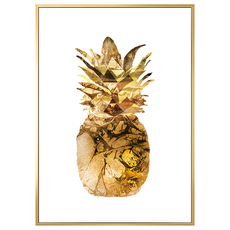 菠蘿選畫所 金澄澄旺來掛畫 BFGP3404G (40 x 30cm) 畫框 居家裝飾藝術品, 金色