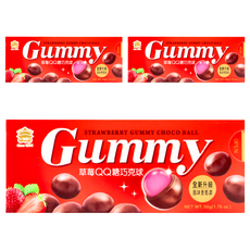 義美 QQ糖巧克球 草莓, 50g, 3盒