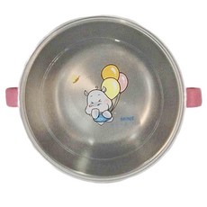 MINE 唐榮抗菌不銹鋼 嬰幼兒雙把手碗 附吸盤, 粉紅色, 1個