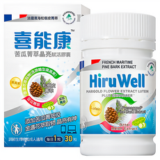HiruWell 喜能康 苦瓜菁萃晶亮賦活膠囊 含游離型葉黃素 及金盞花萃取物, 30顆, 1罐