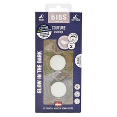 BIBS COUTURE矽膠安撫奶嘴 夜光款 2入, 6~18個月, 灰綠色 + 雲灰色, 1組