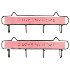 免釘四連鉤, I LOVE MY HOME 掛鉤, M-6768, 2個