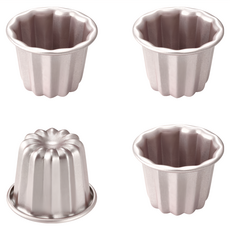 CHEFMADE 學廚 不粘可露麗模 四件套 WK9772-4 鋁鋼板材質 (53D) 規格φ6.7x4.9cm, 香檳金, 1組