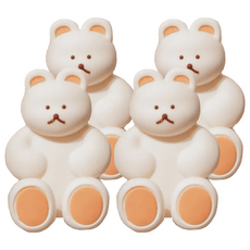 沐慕家居 靜音小熊門把防護套, 米白色, 4入, 6 x 2.2 x 3.9cm