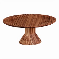 Co-Labo 蛋糕高台/木紋置物台 rimv01 原木色，柚木材質，Φ22xH9.5cm, 1個