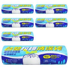 台塑 拉繩清潔袋, 超特大 125L, 15個入, 業務經濟包, 單張抽取式, 6包