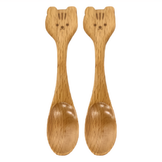 FaSoLa 鹿奈櫸木木勺 松鼠款 原木色, 2支