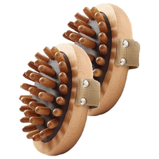 美得像專櫃 氣墊疏通經絡刷 櫸木按摩刷不帶釘款 11 x 8cm, 單一顏色, 2個