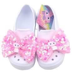 Cocobrain 女童亮片貓咪萬用室內鞋 粉紅色 170mm