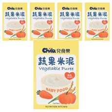 Chila 兒食樂 蔬果米泥，南瓜口味，適合4個月以上寶寶, 南瓜, 120g, 5盒