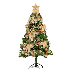 摩達客 耶誕台製 豪華型裝飾綠色聖誕樹 5尺(150cm) 附LED100小圓球珍珠燈 USB插頭, YS-GT235201