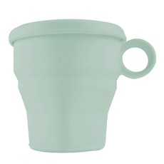 鉑金矽膠露營摺疊杯 含蓋 200ml, 薄荷綠, 1個