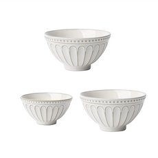 Just Home 霧白輕奢陶瓷餐具3件組, 麵碗 + 點心碗, 霧白, 1組