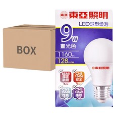 TOA 東亞照明 LED 9W 球泡燈 12個 Set, E27, 100-240V, 晝光色/6500K, 1組