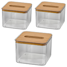 小麥購物 餐巾紙收納盒 G320 小 147g, 透明色, 3個