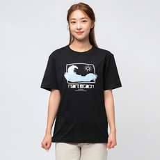 CARET 印花短袖上衣，Miami圖案，寬鬆版型, L, 黑