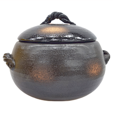 SAJI 佐治陶器 黑吹炊飯鍋 2.3L (5合) 陶瓷 日本製, 20.5cm, 27-905, 1個