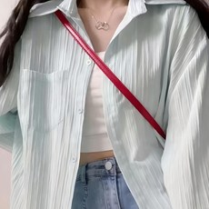 肌理感寬鬆透氣防曬襯衫, 不適用, 淺藍