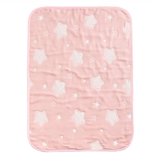 Kori Deer 可莉鹿 六層棉紗寶寶隔尿墊 透氣防水保潔墊, 120 x 65cm, 粉色星星, 1件