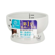 Necoichi 貓壹 快樂食光高腳水碗 陶瓷 350ml, 白貓圖, 1個