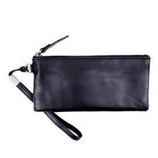 真皮頭層牛皮輕薄款手拿包男夾, 主袋x1 + 卡片位x6 + 隔層袋x1, 可放6.4吋手機, 20.5 x 10 x 1.5cm, 黑色