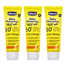 Chicco 寶貝嬰兒輕潤防曬乳霜, SPF50+，75ml，適用於0歲以上新生兒及敏感肌，隔離UVA/UVB/紅外線, 3條