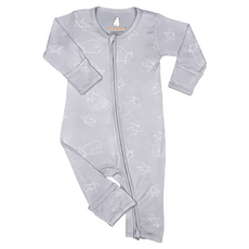 CUTE系列雙拉鍊長袖連身衣 18~24個月 灰色, 18-24個月