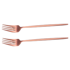 邸家本舖 歐風純色餐具 餐叉 玫瑰金 簡約優雅 攜帶方便 環保實用 一體成形, 2支