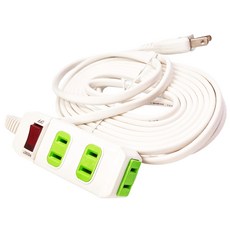 PRACTICAL 實用牌 1開3插 2P延長線, 6.3m, 白色 + 綠色, 1條