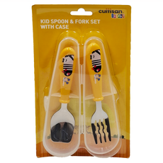cuitisan 酷夢系列兒童小斑馬套裝 附盒 月光亮黃 CromoSteel(304J1抗菌不鏽鋼)本體, 湯叉子, 1組