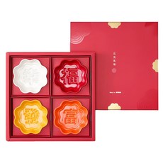 Mao's 樂陶陶 花見祝福顯影醬油碟禮盒組 11 x 2.5cm 4個, 幸福發富, 1組